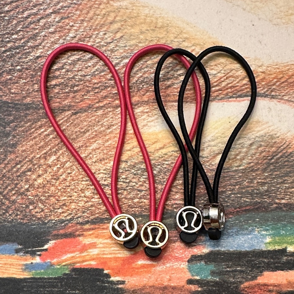 Lululemon Hair dark pink and black zipper pull or Ties Set - Picture 3 of 4